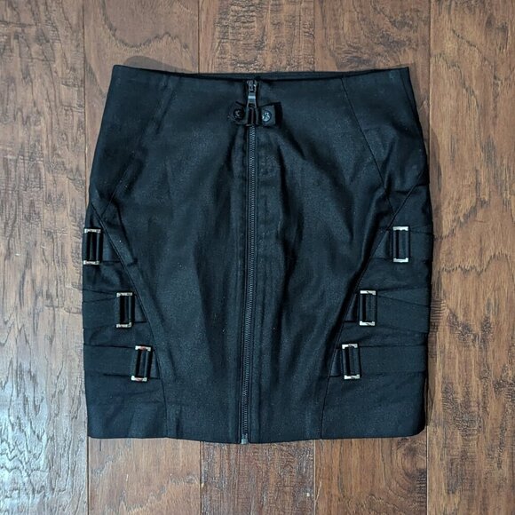 Rock & Republic Rosalie Bandage Buckle Skirt Cynical Black 0 - Picture 3 of 11